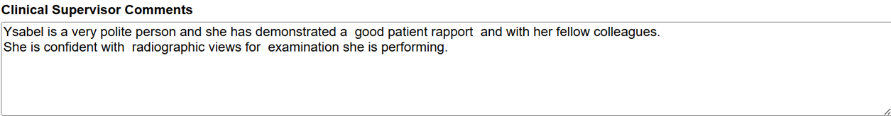 Clinical Supervisor Comments - Domain 3 Evidence 2